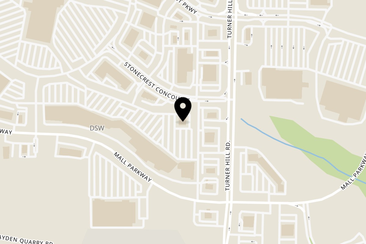 Map showing the location of Sweet Pepper Kitchen on 8180 Mall Pkwy #820 in Stonecrest